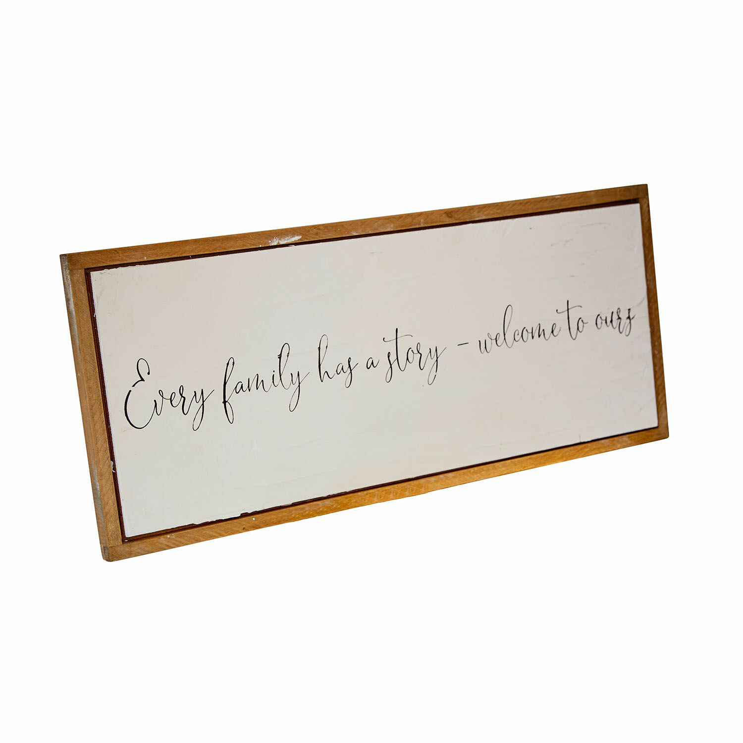 Tableau décoratif Story Panneau décoratif en bois avec inscription "Every family has a story" style vintage pour intérieur