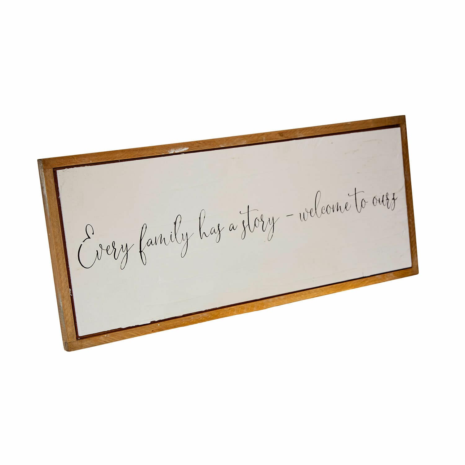 Tableau décoratif Story Panneau décoratif en bois avec inscription "Every family has a story" style vintage pour intérieur
