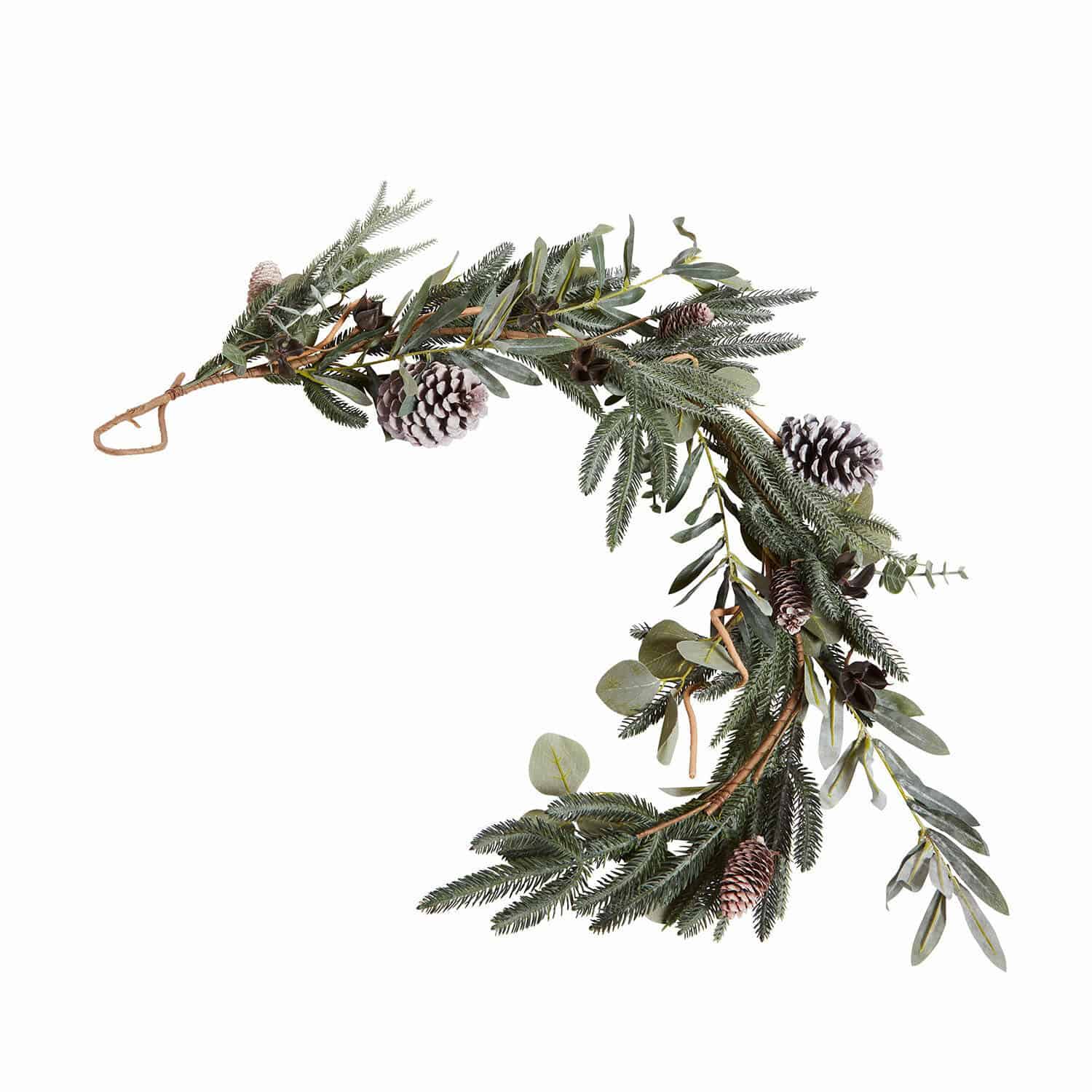 Guirlande Rosella Couronne décorative en branches vertes et pommes de pin aux tons naturels verts et bruns