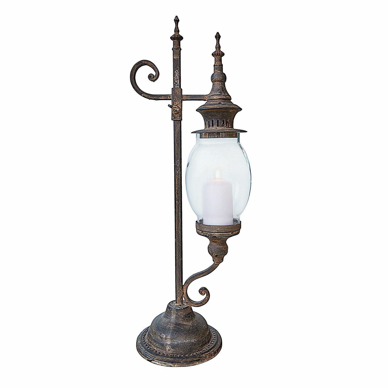 Lanterne Bowral Lampe de table en métal avec abat-jour transparent et bougie blanche style vintage