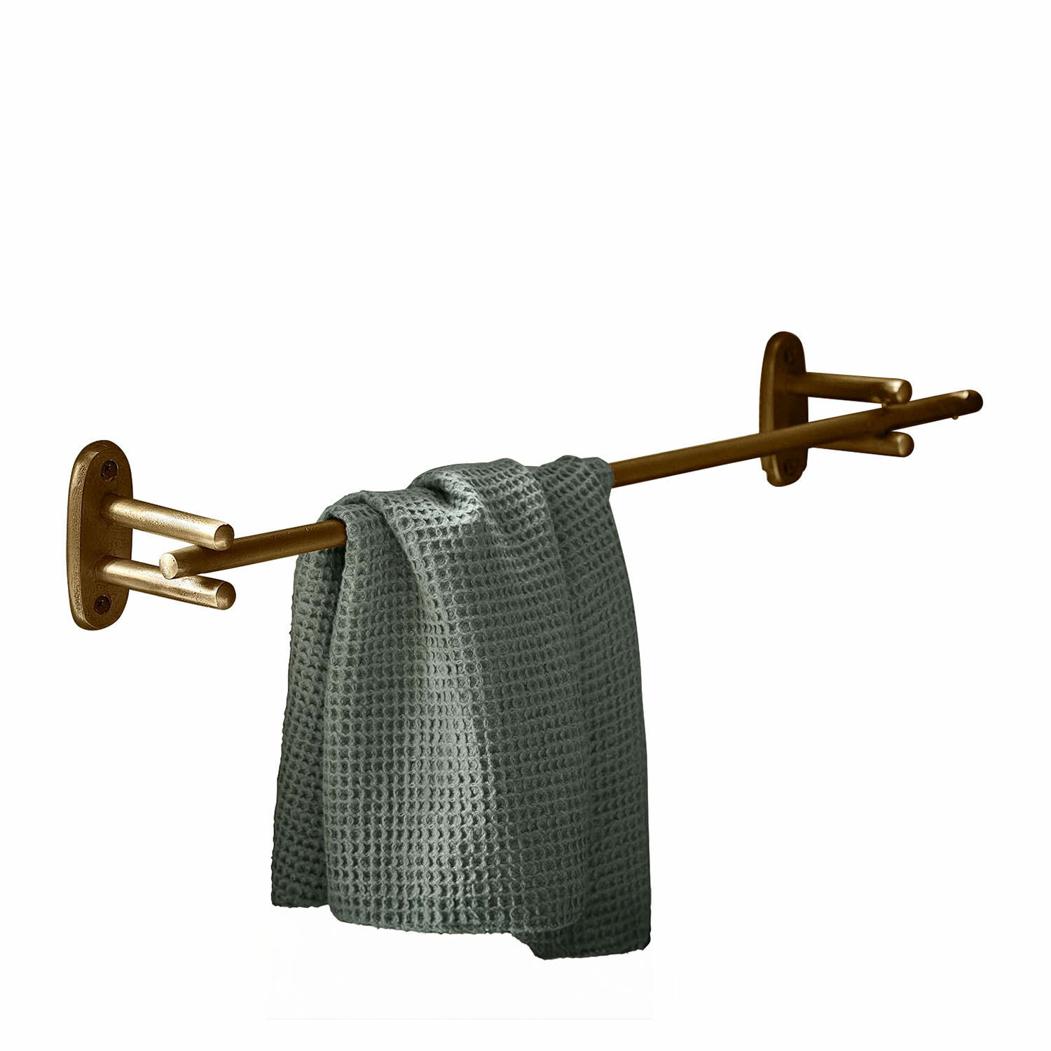 Porte-serviettes Harrowgate Porte-serviettes en laiton avec serviette grise gaufrée pour salle de bain moderne