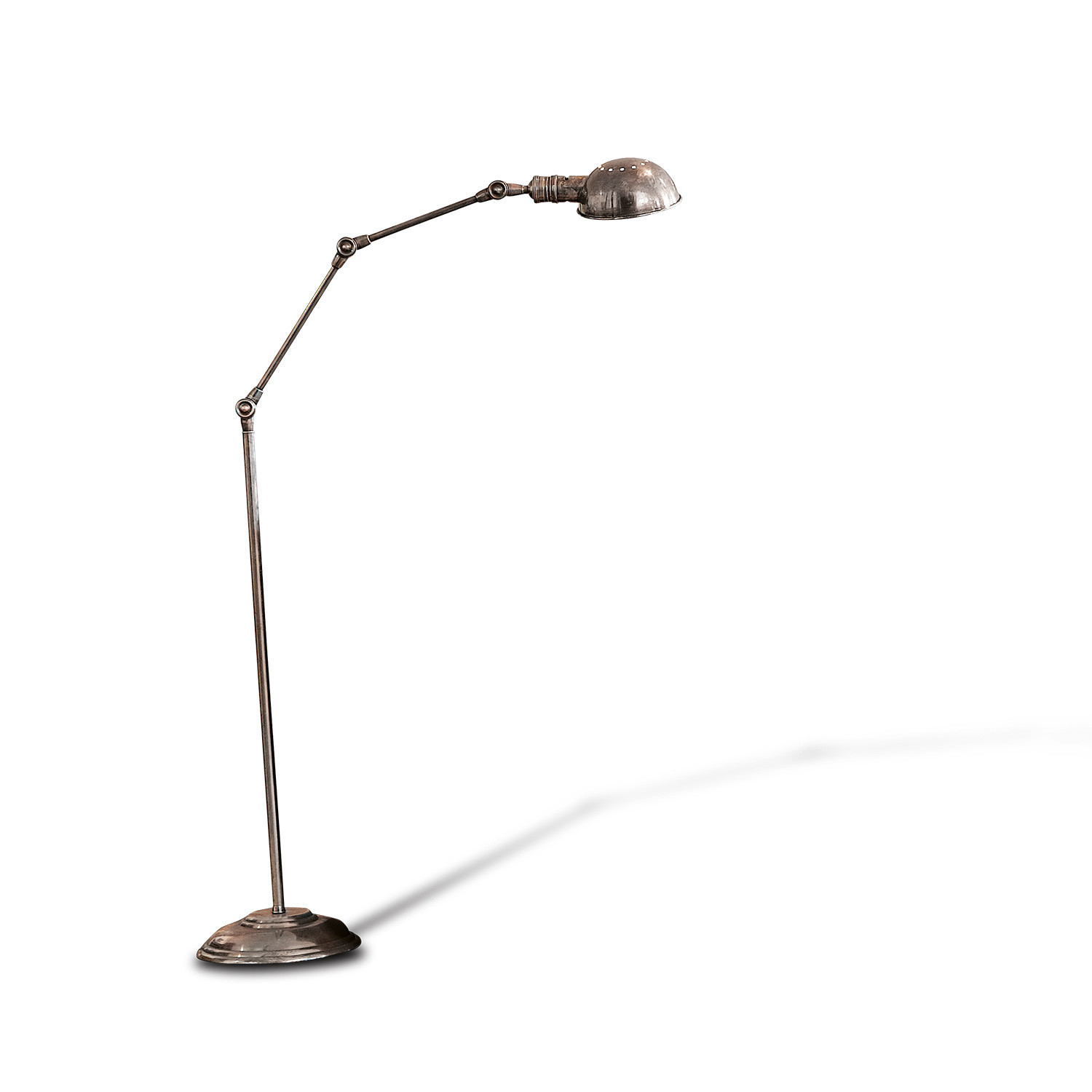 Lampadaire Tulsa Lampadaire réglable en métal couleur argent patiné pour un éclairage intérieur élégant
