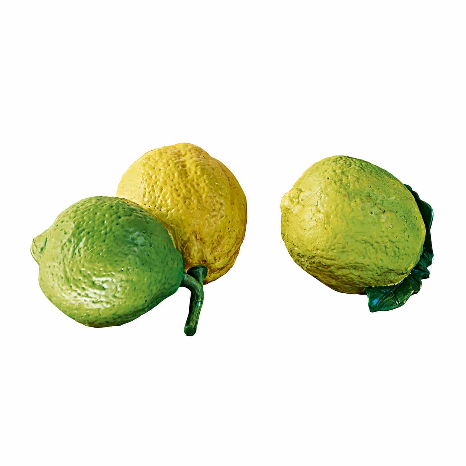 Lot de 2 citrons décoratifs Ginny Citrons décoratifs en plastique jaune et vert pour décoration intérieure et mise en scène