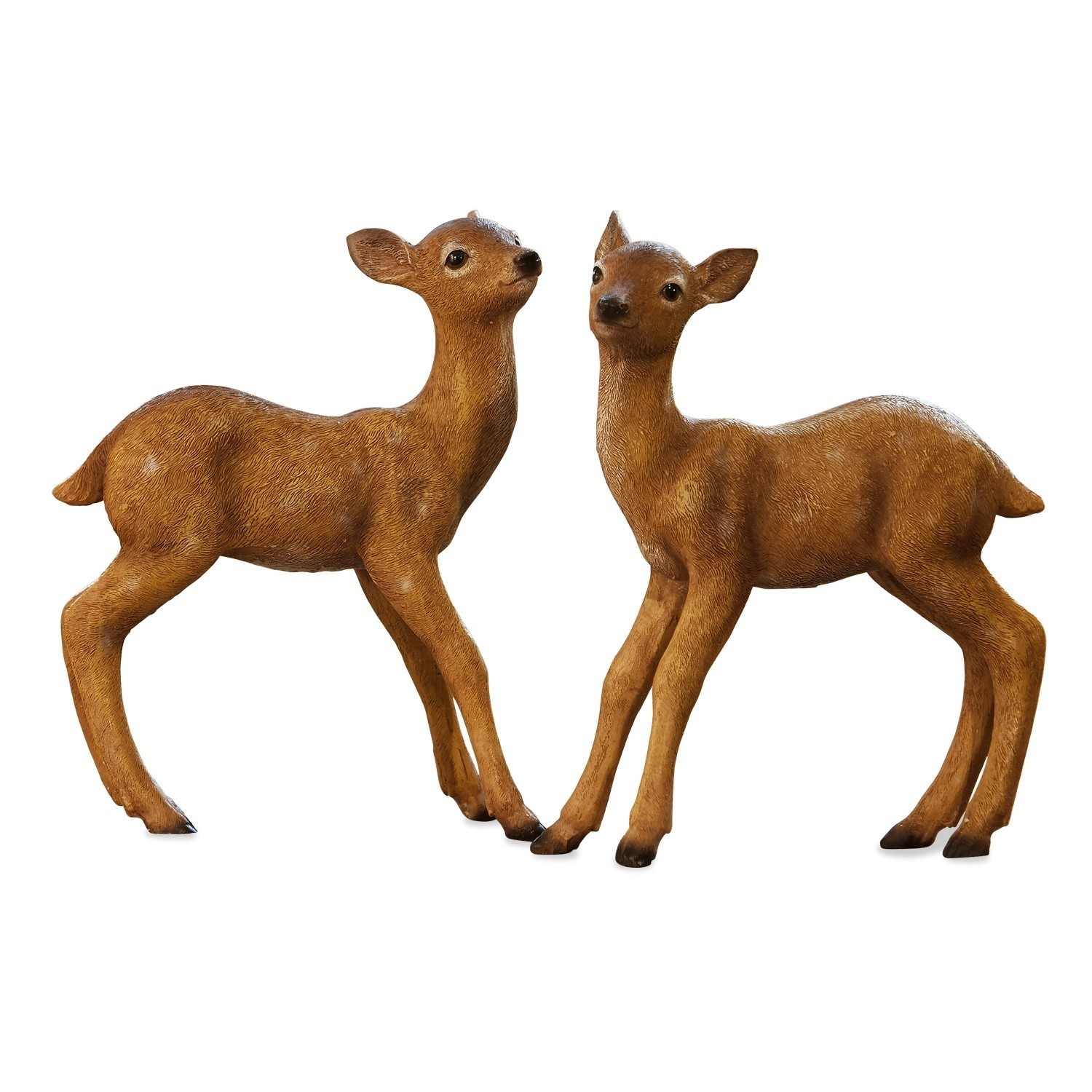Lot de 2 faons Plantis Deux figurines de faons en plastique marron pour décoration intérieure et extérieure