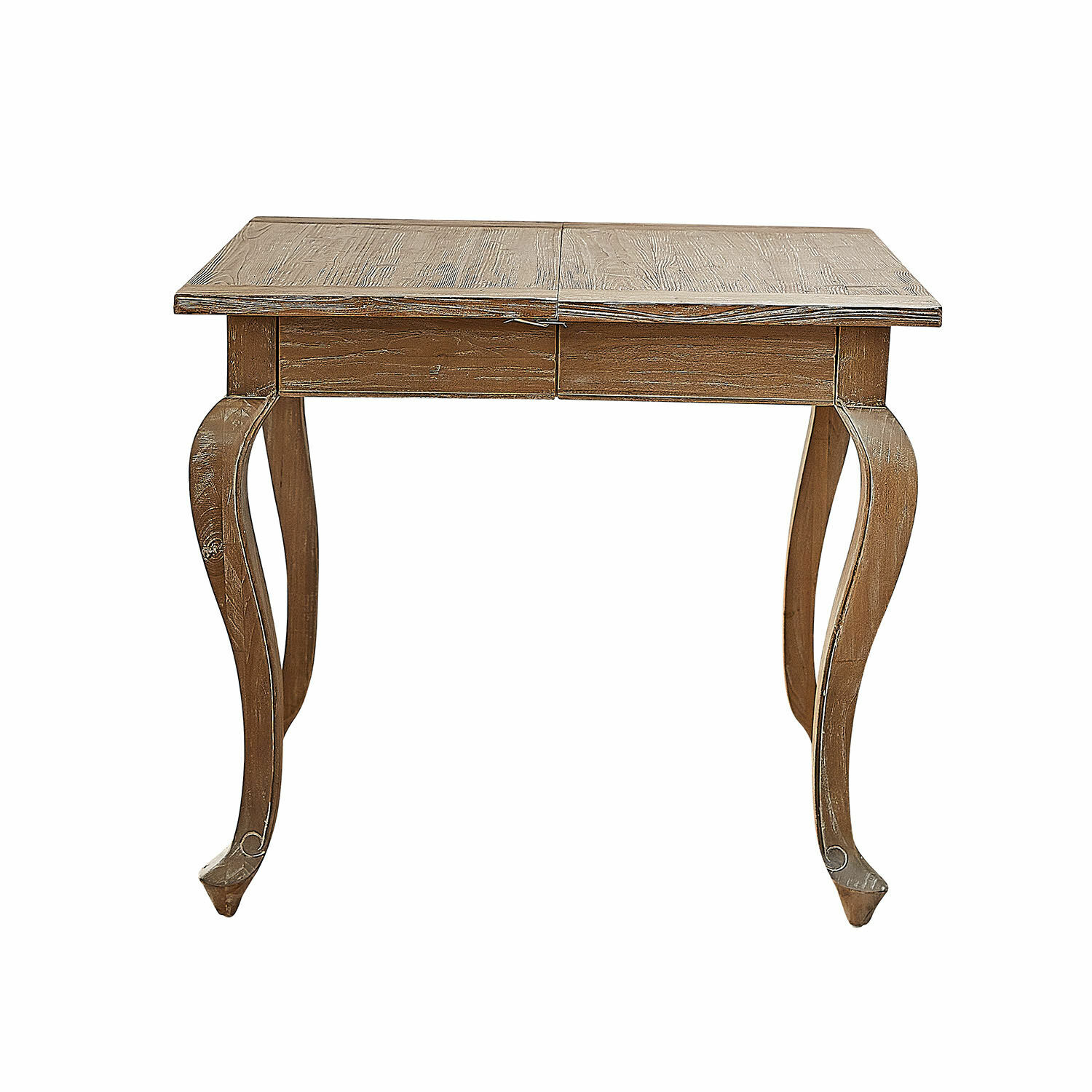 marron Table Plaish en bois brun avec pieds courbés décoratifs, style rustique pour salon
