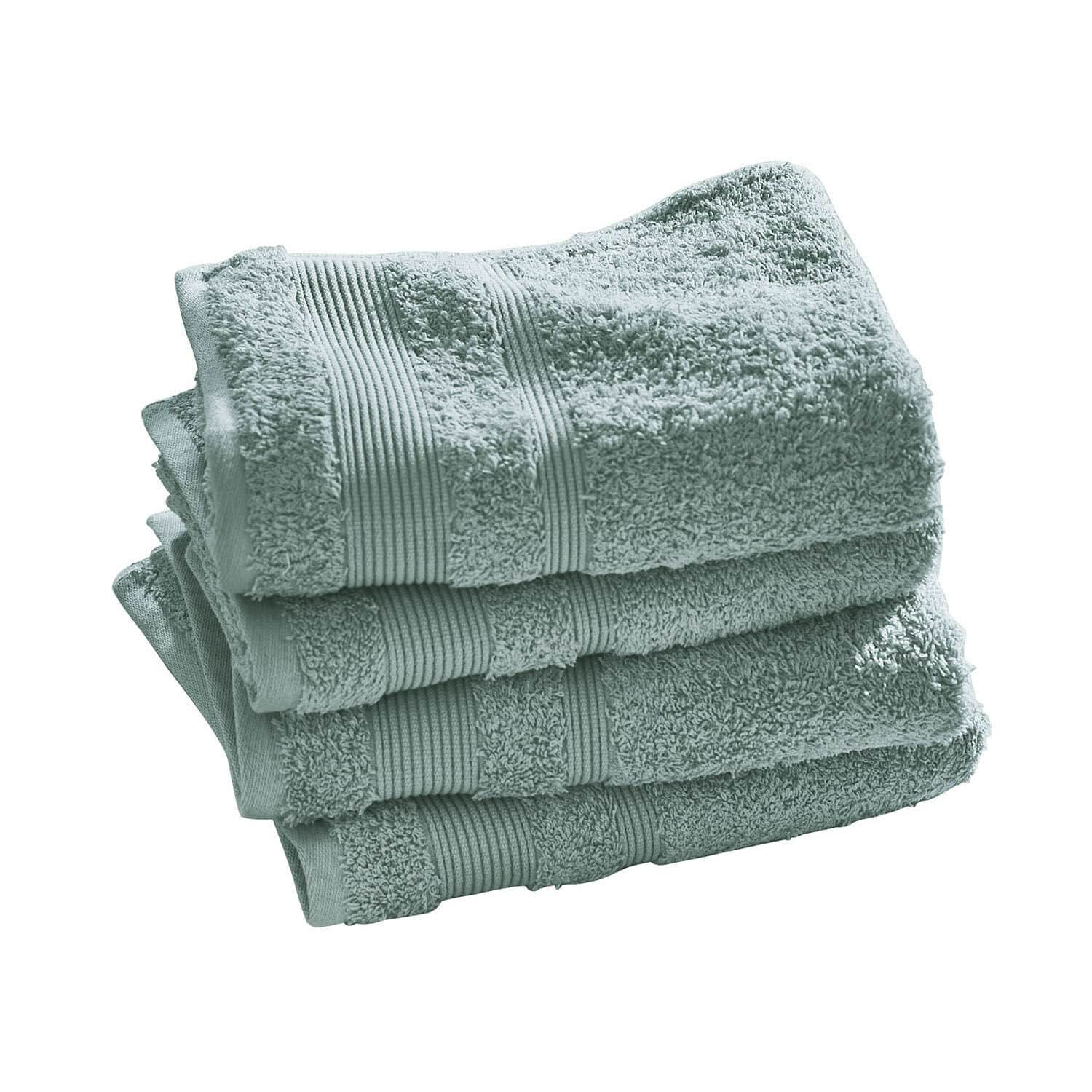Lot de 4 serviettes Bourogne Serviettes en coton douces gris clair, parfaites pour la salle de bain et un usage quotidien