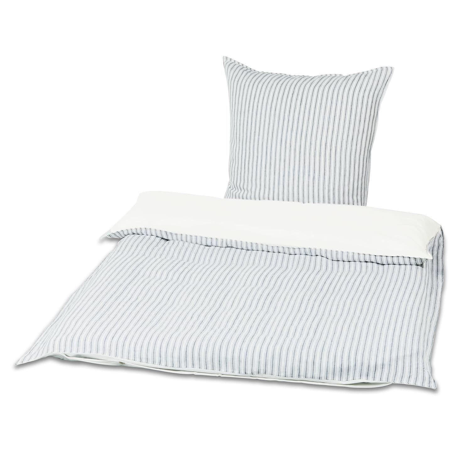 Parure de lit Stripes Parure de lit en coton à rayures grises sur fond blanc, douce et confortable pour la chambre