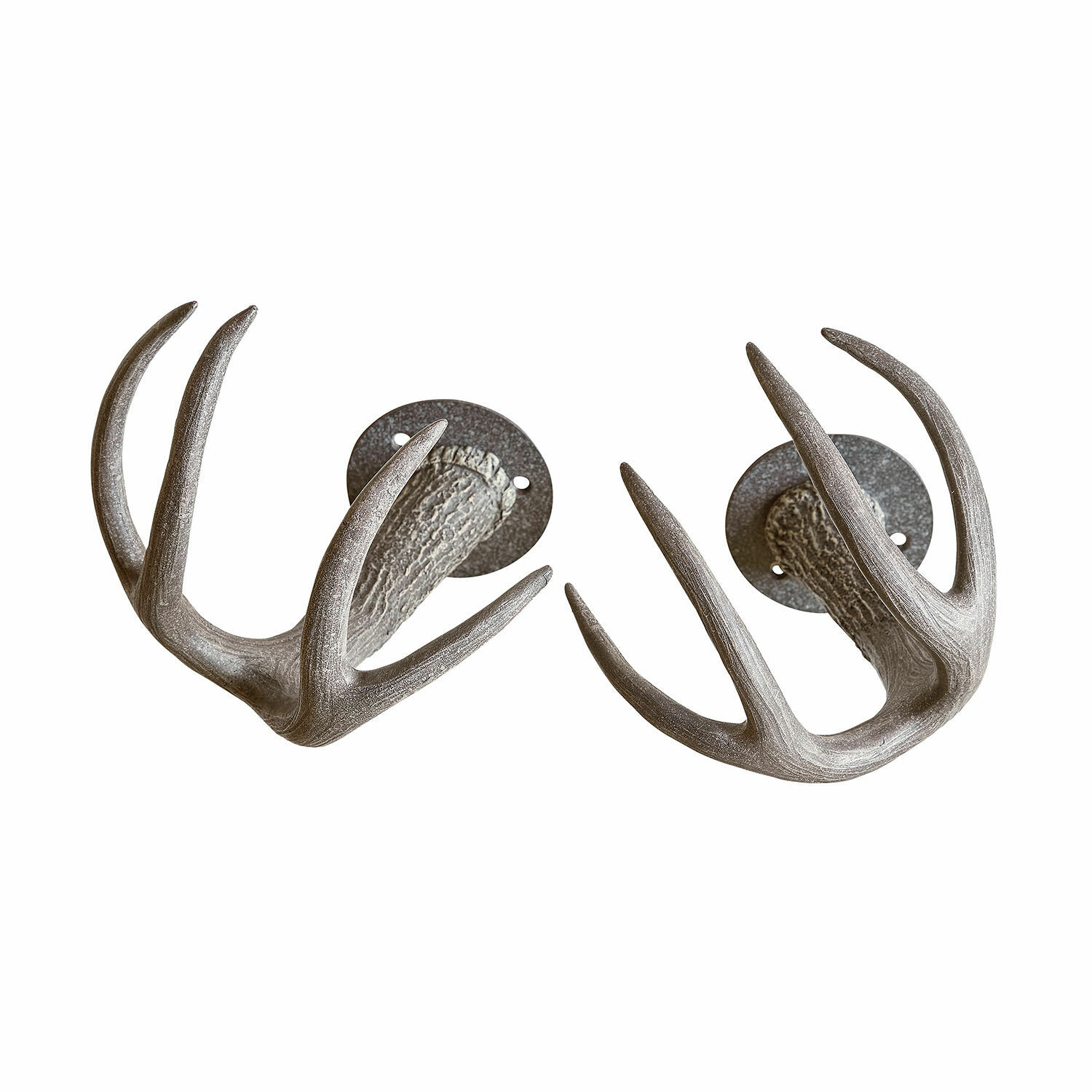 Lot de 2 embrasses Soreva Paire de crochets muraux décoratifs en forme de bois de cerf gris avec fixation métallique robuste