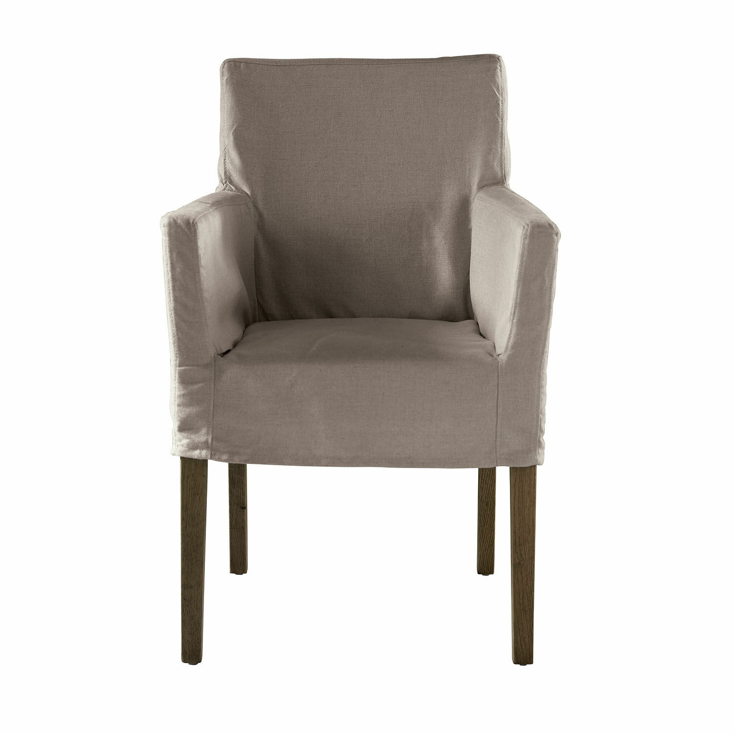 gris/marron Fauteuil Longhill gris en tissu avec pieds en bois marron, chaise confortable pour salon