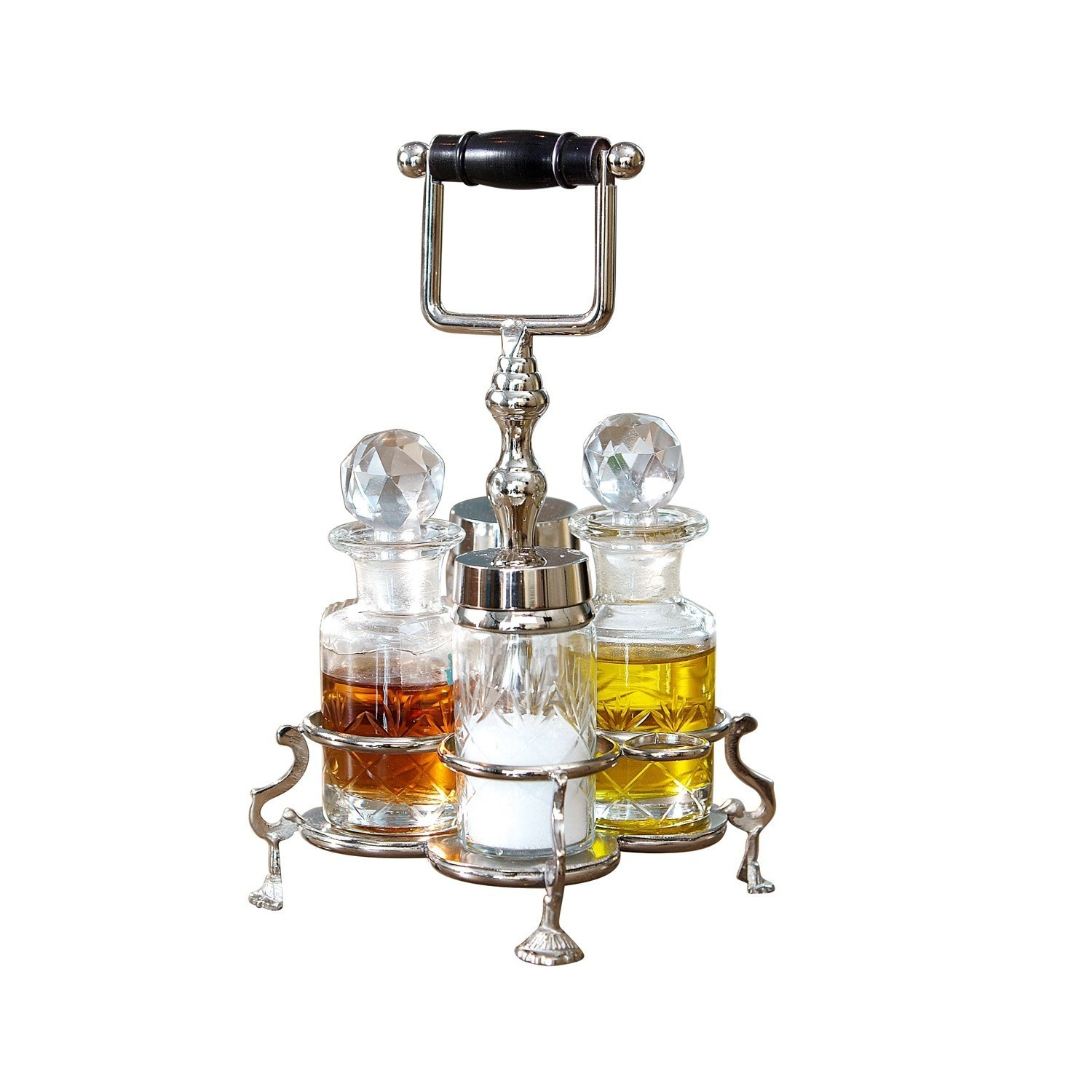 Ensemble assaisonnement Fayetteville Ensemble d'épices en verre et métal avec bouchons en cristal, parfait pour huile, vinaigre et sel