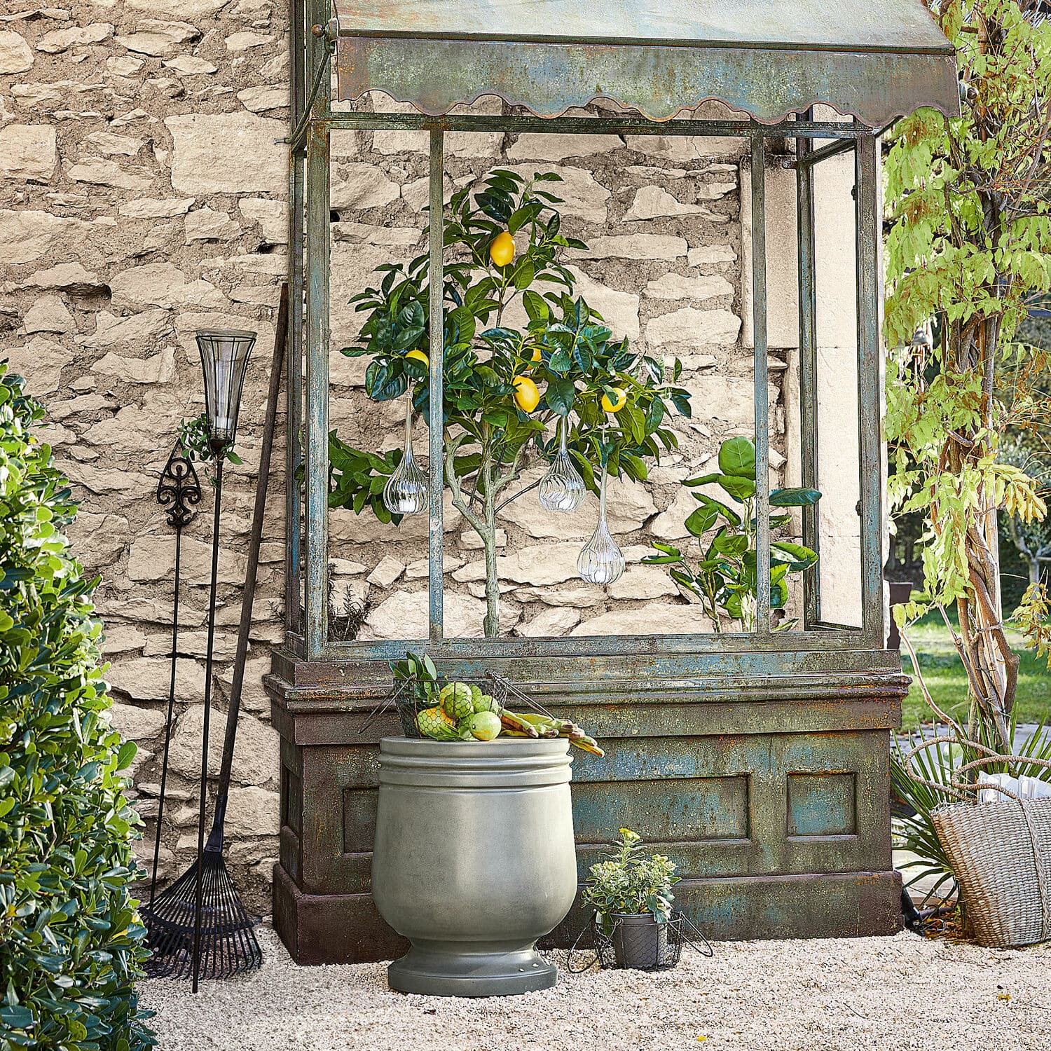 Arbre Décoratif Métal Vieilli Marron - Pour Bougies Chauffe-plats - Style Shabby Chic - Diamètre 52 Cm