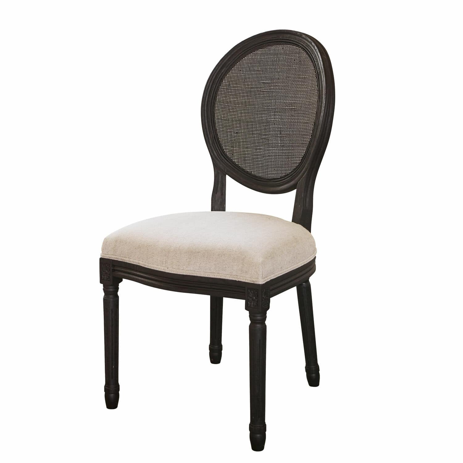 noir/blanc Chaise Danube en bois noir avec assise blanche, design classique pour salon et salle à manger
