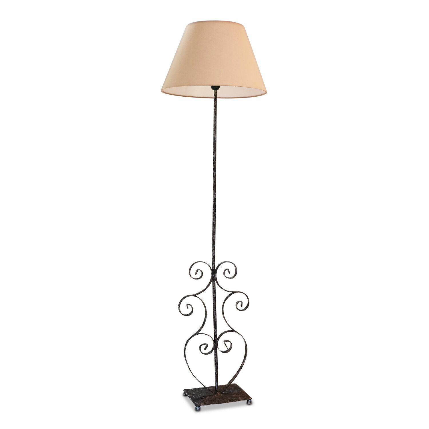 Lampadaire Le Havre Lampadaire avec base en métal noir et abat-jour beige, design décoratif pour salon élégant