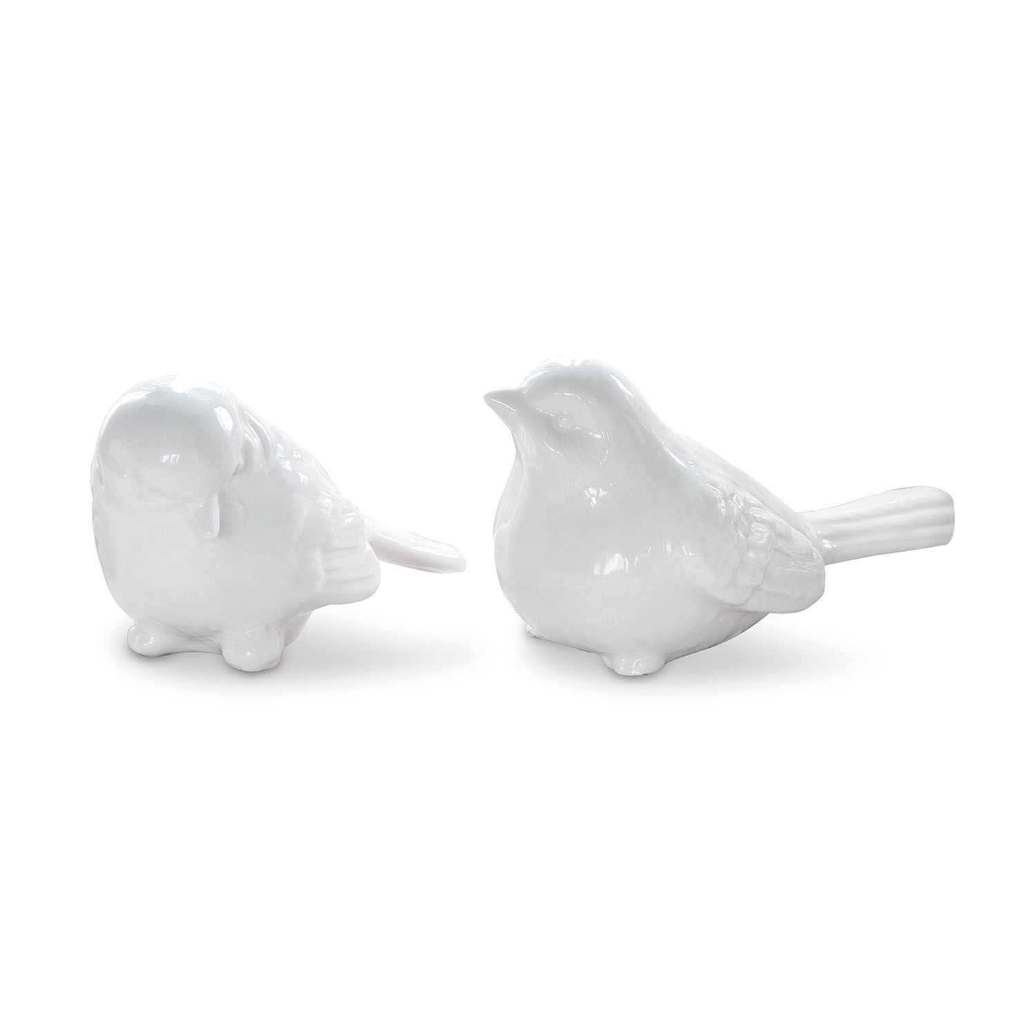Deux figurines d'oiseaux blanches en céramique, décorations élégantes pour intérieur