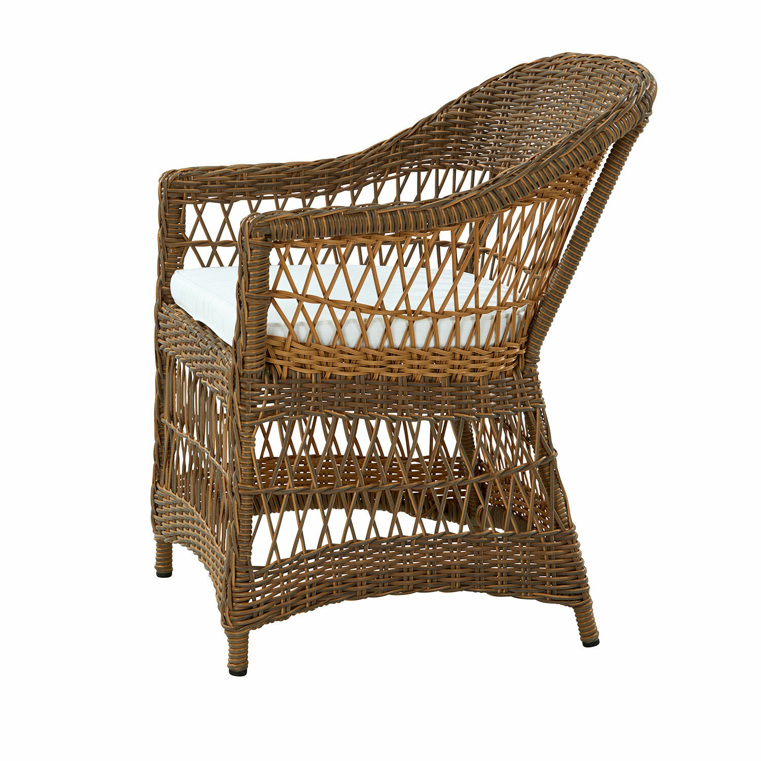 Fauteuil Garden Grove Fauteuil en rotin marron avec coussin blanc, parfait pour salon ou jardin
