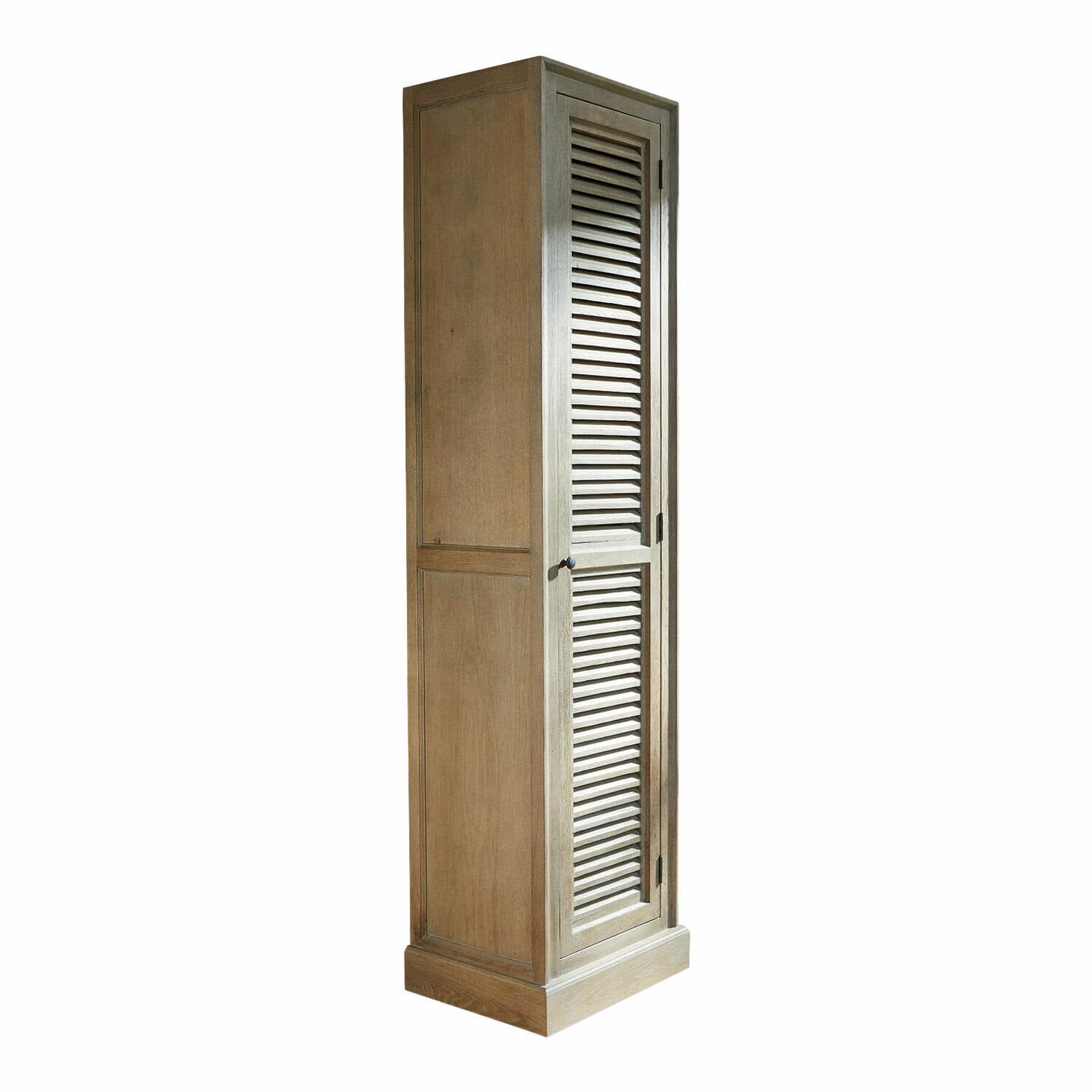Armoire Avrainville Armoire haute en bois naturel avec porte à persiennes pour rangement pratique
