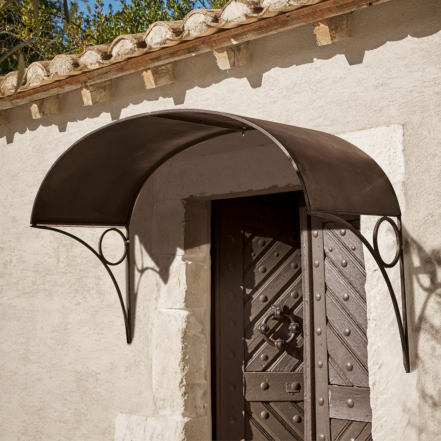 Auvent Auburn Auvent en métal noir au-dessus de la porte, protection contre la pluie et le soleil