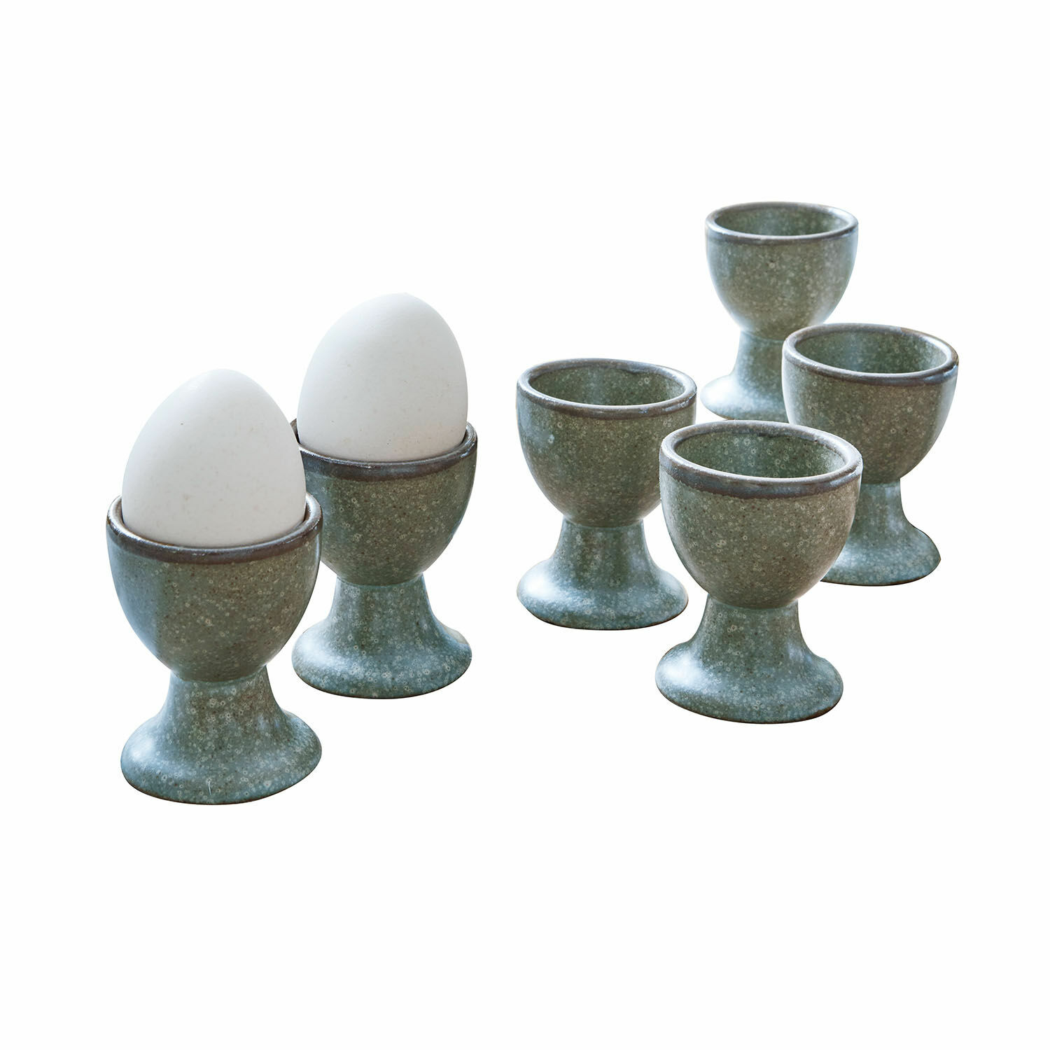 turquoise/marron Ensemble de 6 coquetiers en céramique turquoise et marron Biarritz pour la cuisine