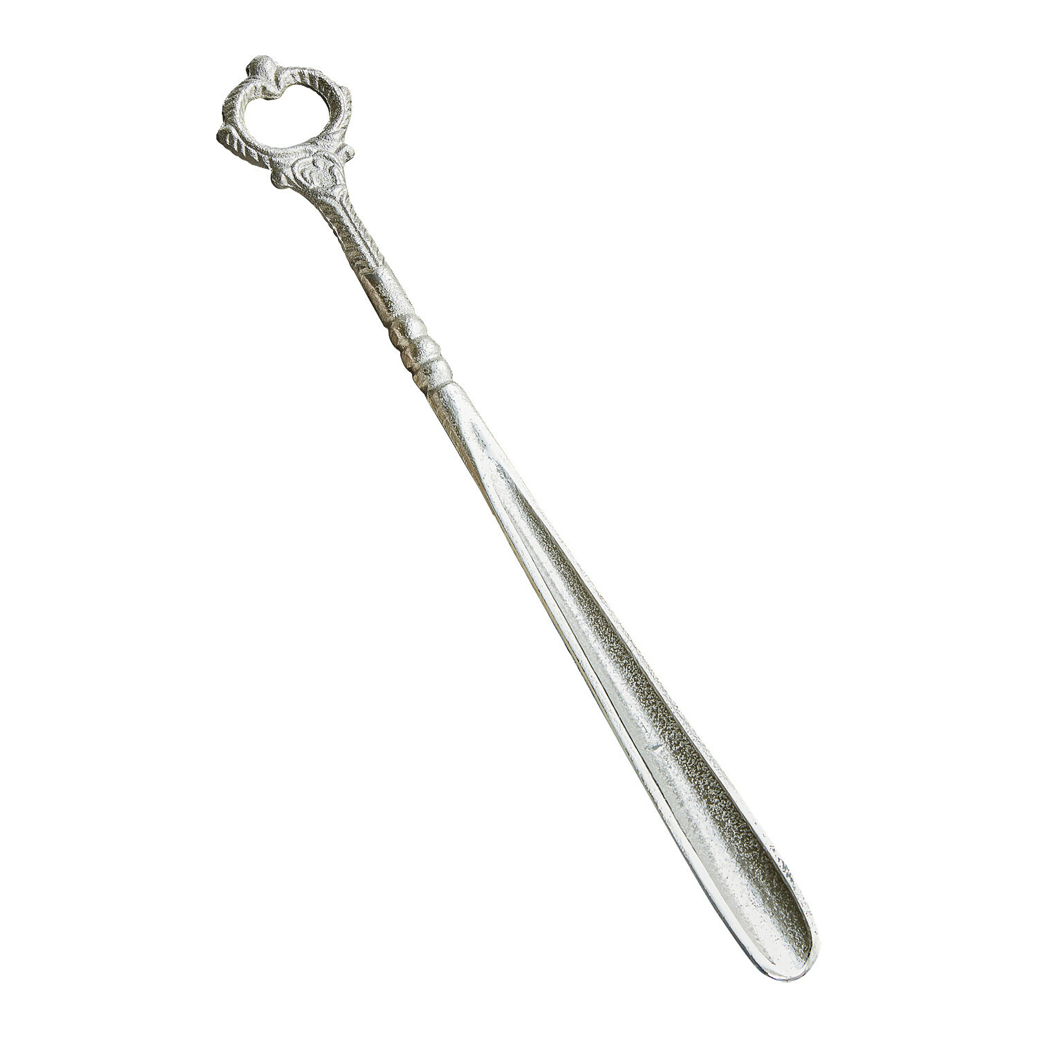 argenté vieilli Chausse-pied Lucas en métal argenté antique avec poignée décorative, accessoire pratique pour la maison