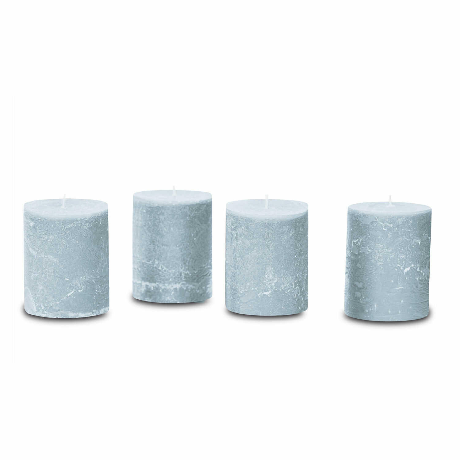 bleu-gris Lot de 4 bougies gris bleu en cire avec texture rustique pour décoration intérieure