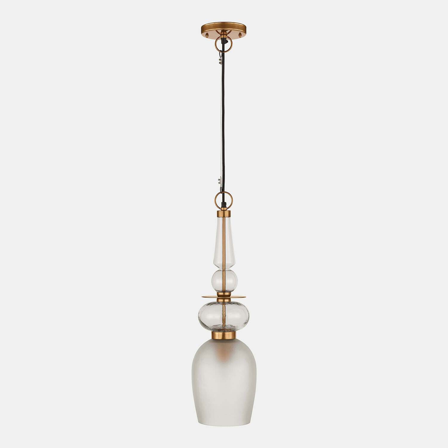 Suspension Vélomiane Suspension en verre avec éléments en laiton doré, luminaire moderne pour intérieur élégant