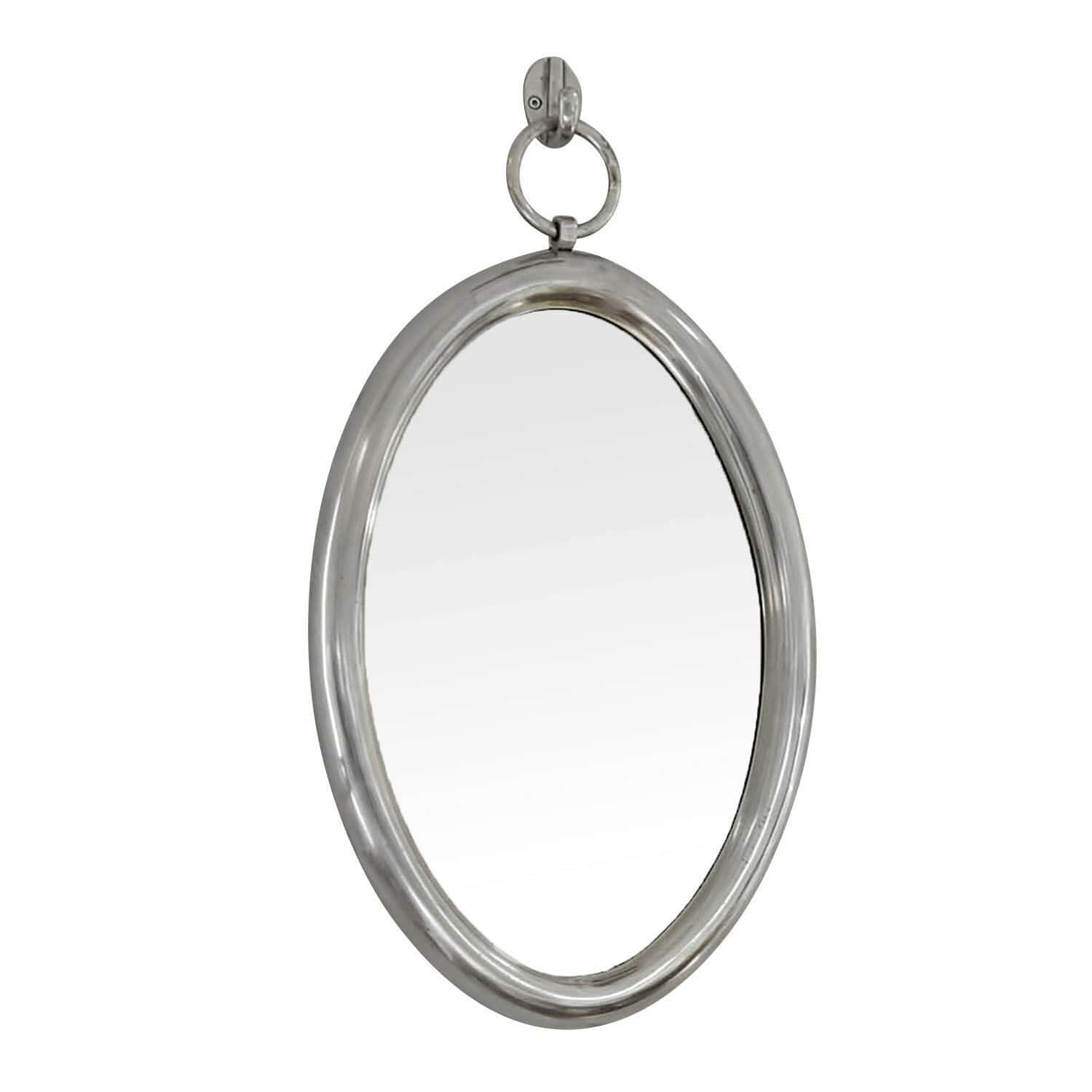 Miroir Thorsby Miroir mural ovale avec cadre en métal argenté pour décoration intérieure moderne