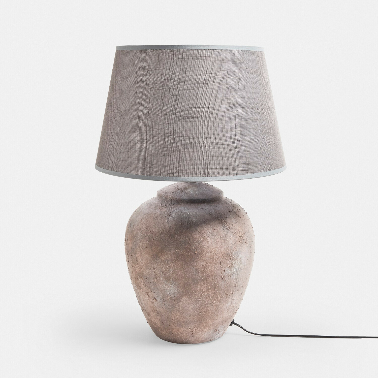 Lampe à poser Kelvador Lampe de table avec base en céramique marron et abat-jour beige en tissu texturé