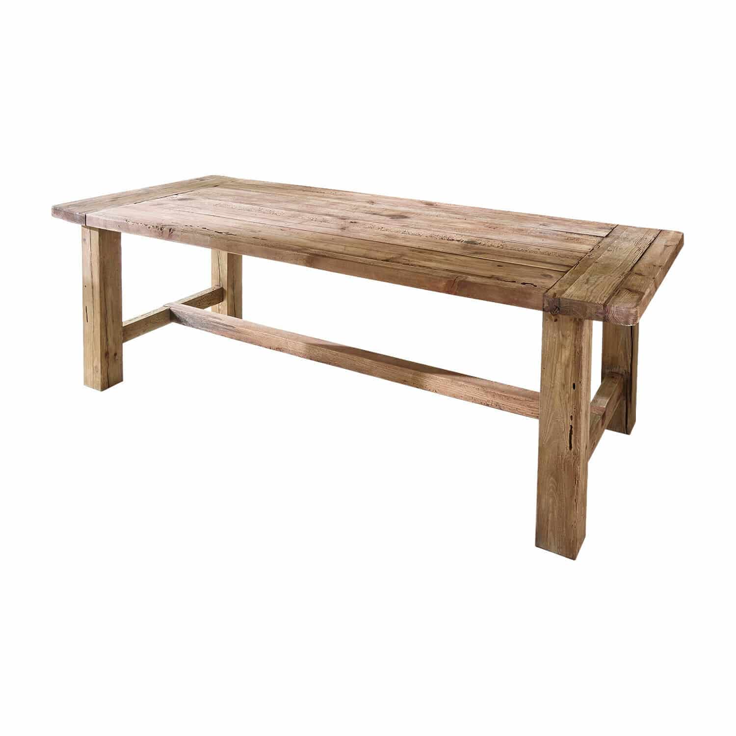 Table Oteley Table en bois massif couleur naturelle, design rustique pour salle à manger ou salon