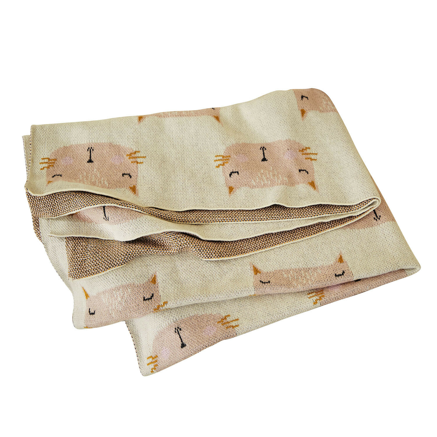 Couverture pour animaux Layouna Plaid beige en tissu doux avec motif visage de chat pastel, couverture décorative et confortable