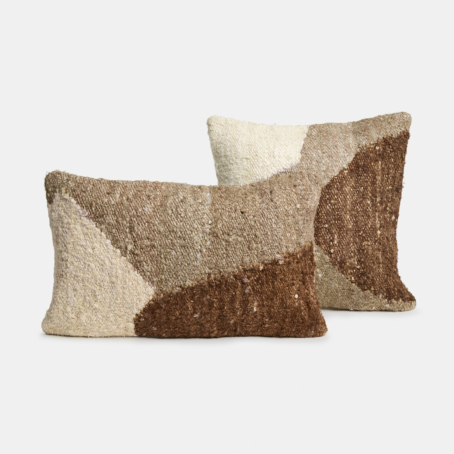 Lot de 2 housses de coussins Everholt Coussins décoratifs en tissu aux tons bruns et beiges, doux et élégants pour le salon