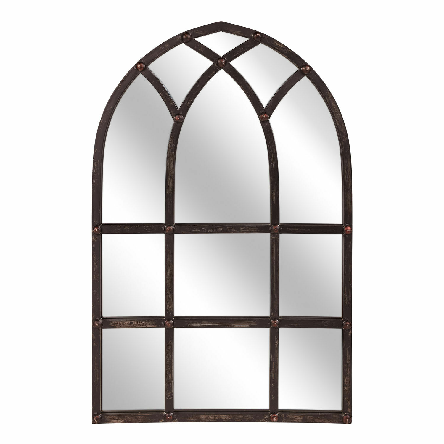 Miroir Aprique Miroir mural avec cadre en métal brun foncé et design décoratif en arc pour décoration intérieure