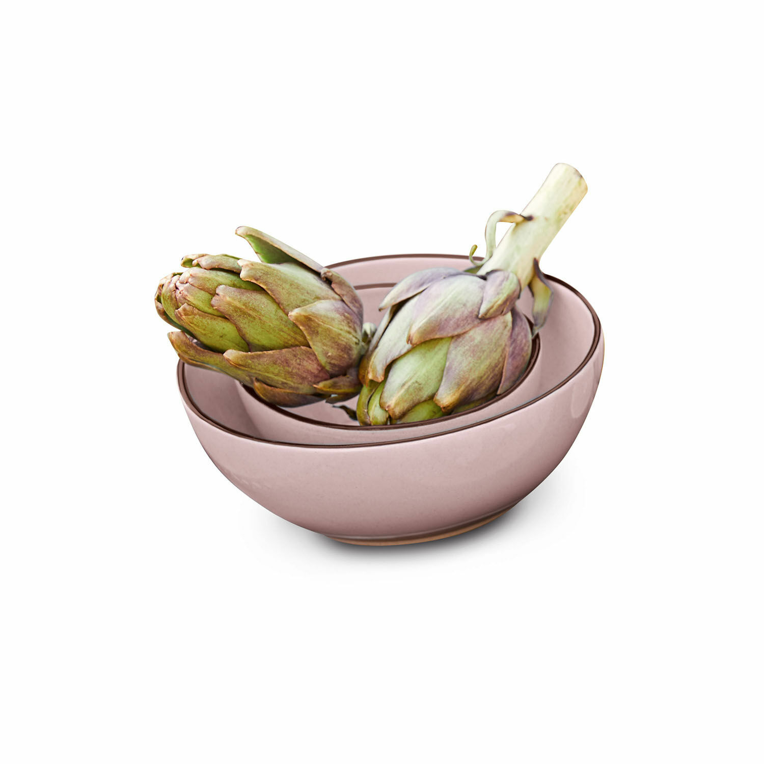 Lot de 2 saladiers Biarré Bol en céramique rose avec deux artichauts, parfait pour la décoration et le rangement