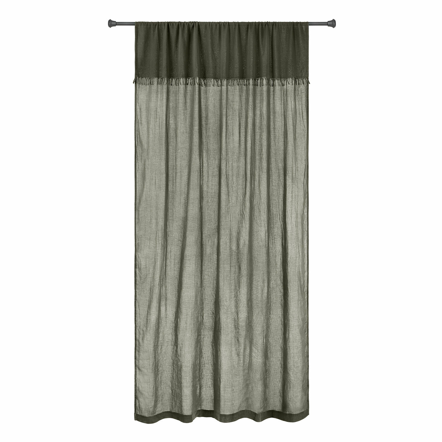 gris Rideau gris Dovinel en tissu léger avec franges, parfait pour la décoration de fenêtres et d'intérieur