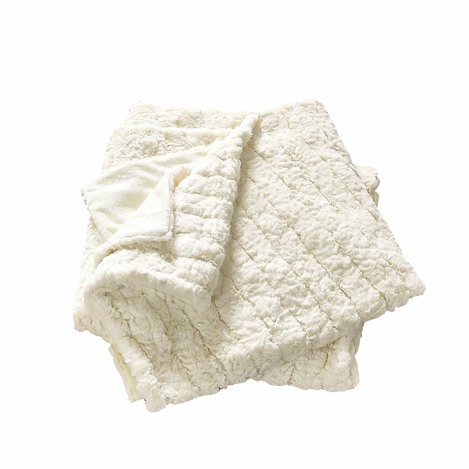 Plaid Dorelice Plaid doux crème en peluche avec motif matelassé, parfait pour une décoration intérieure confortable