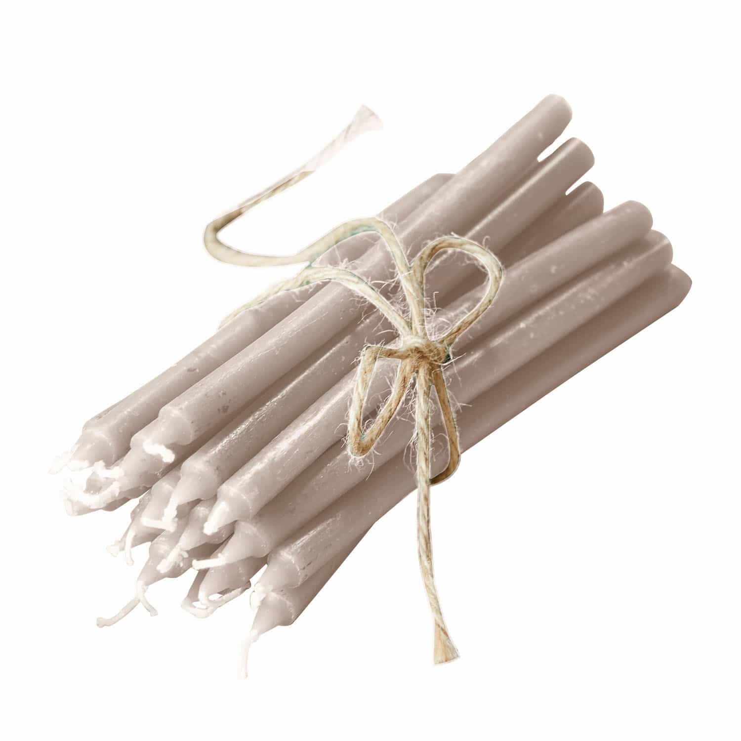 Lot de 20 bougies Lysarion Lot de bougies beiges en cire liées par une corde naturelle, bougies décoratives pour la maison