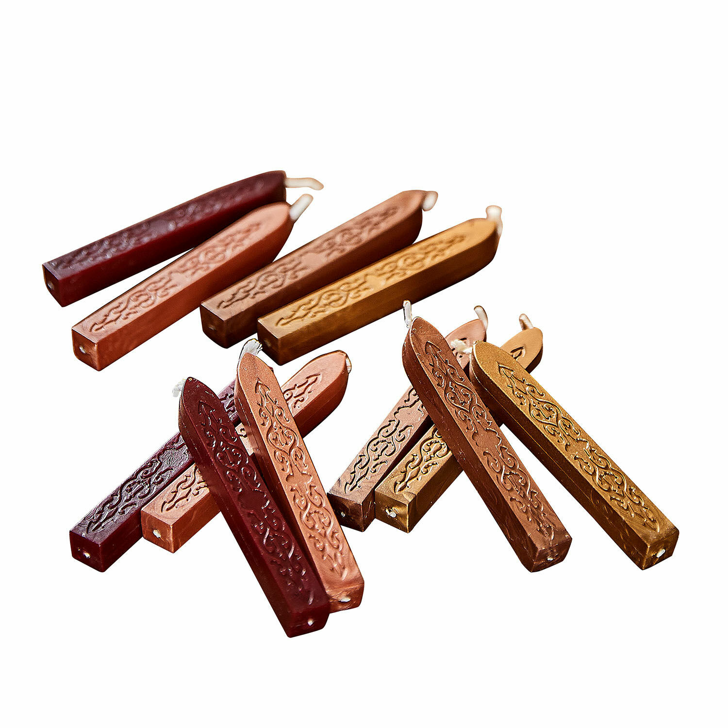 Lot de 12 bâtons de cire à cacheter Movique Ensemble de bâtons de cire colorés avec motif décoratif pour sceaux et décoration
