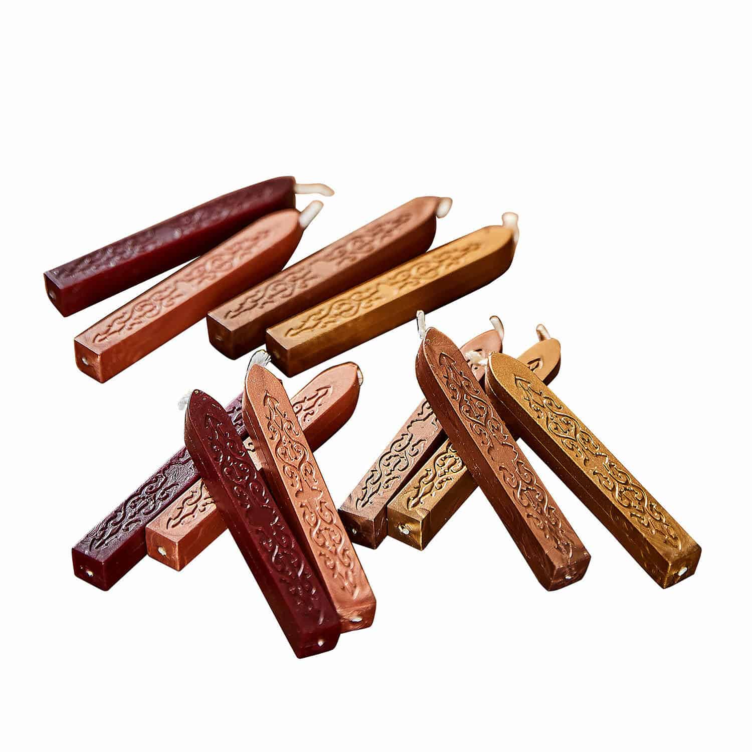 Lot de 12 bâtons de cire à cacheter Movique Ensemble de bâtons de cire colorés avec motif décoratif pour sceaux et décoration