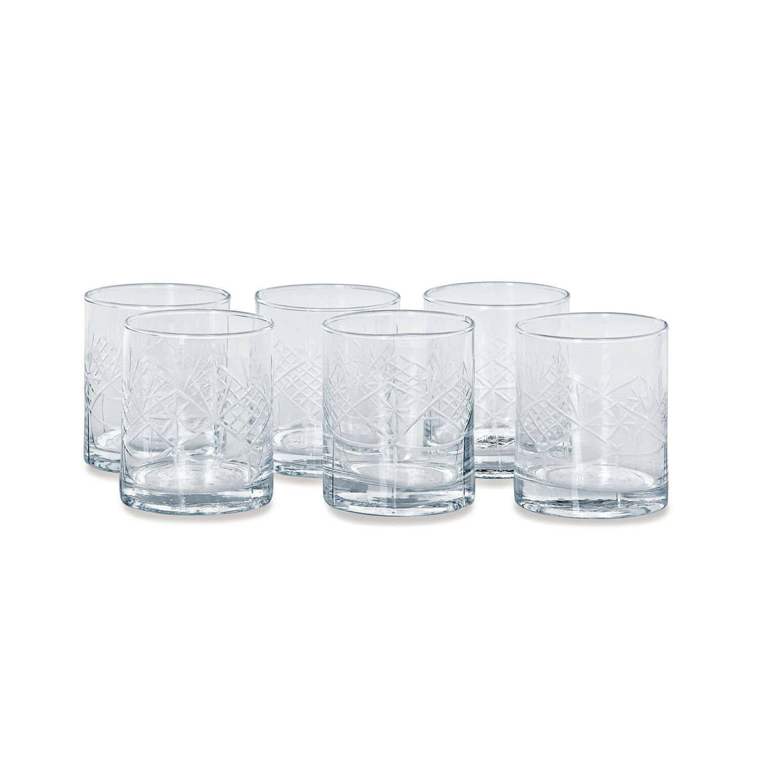 Lot de 6 verres Hagens Ensemble de six verres transparents avec motif gravé, verre à boisson au design élégant