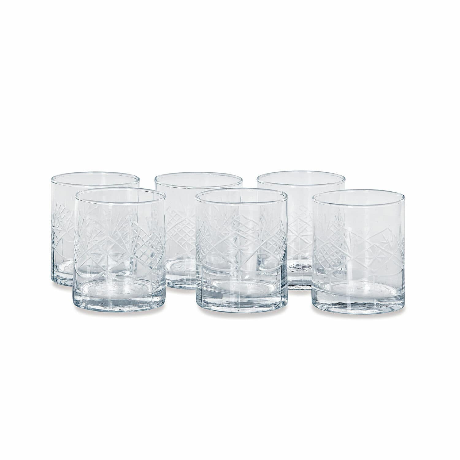 Lot de 6 verres Hagens Ensemble de six verres transparents avec motif gravé, verre à boisson au design élégant