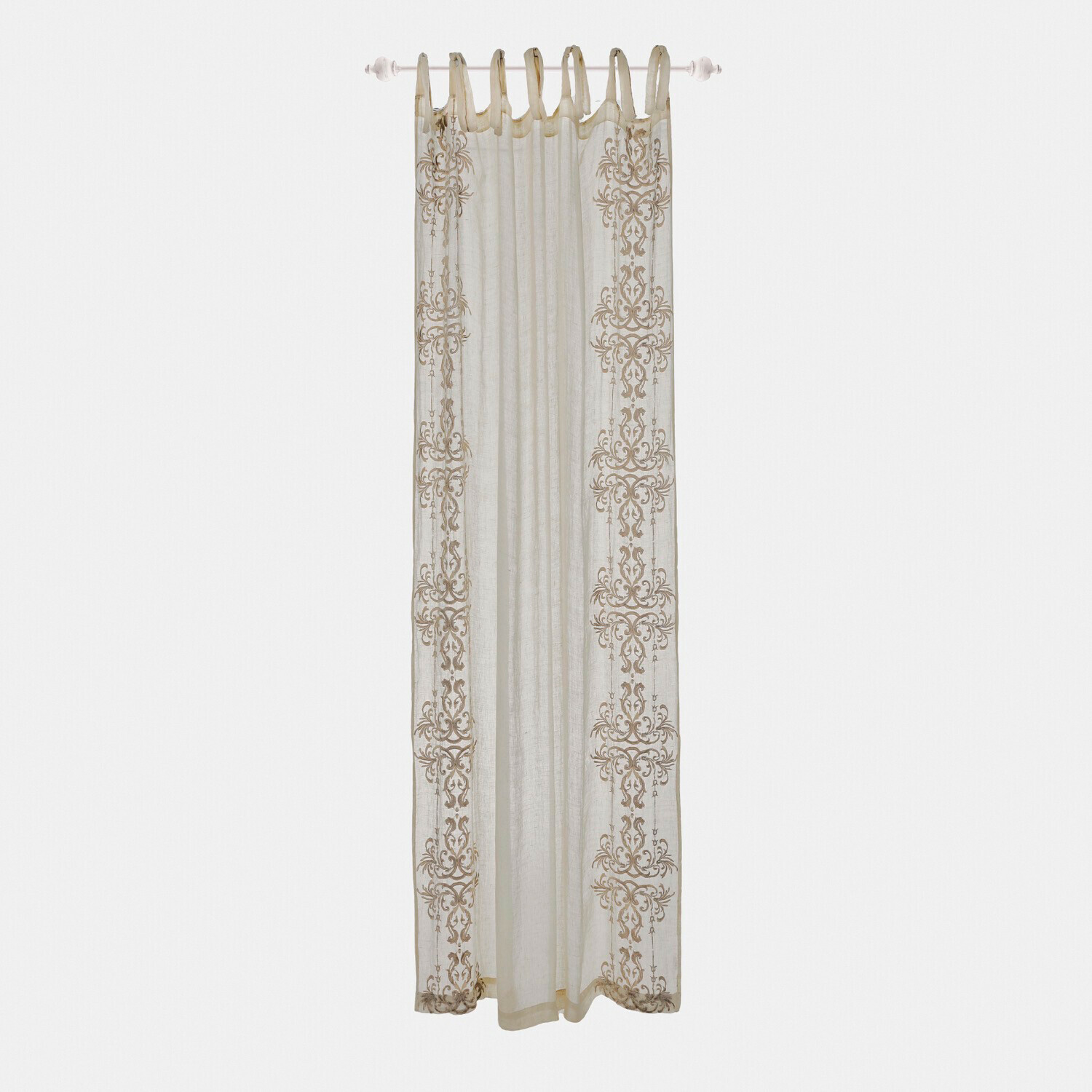 lin Rideau beige en lin avec motif décoratif, léger et élégant pour salon ou chambre