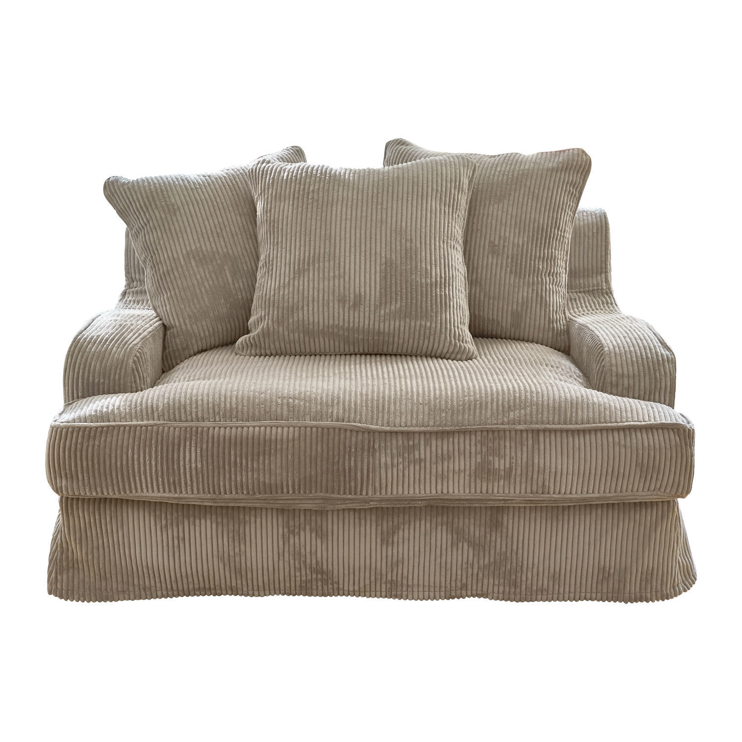 gris Canapé Monaco gris en tissu côtelé doux avec trois coussins, confortable pour le salon