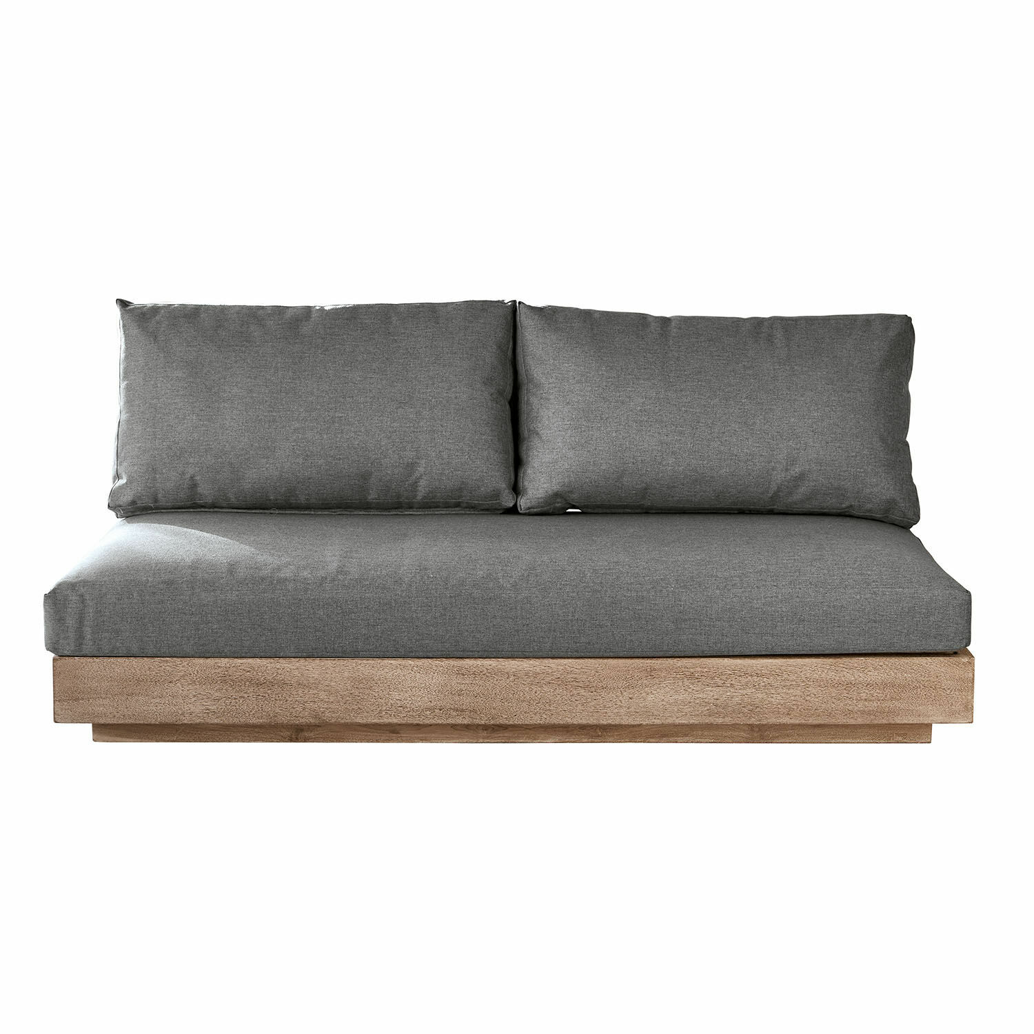 gris/marron Élément de canapé avec assise grise en tissu et base en bois marron clair