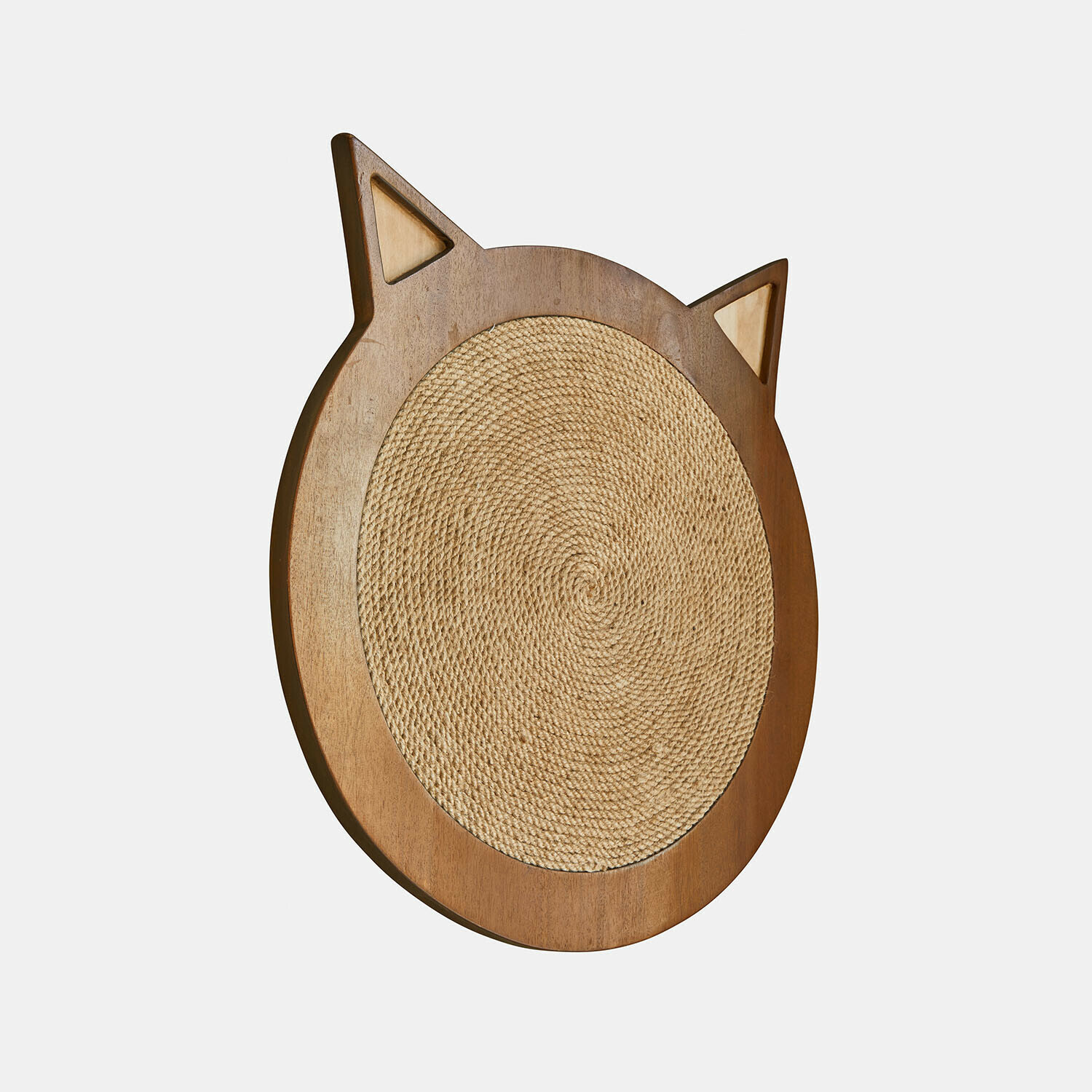 Décoration-griffoir Tapsino Tableau à griffer pour chat en bois avec corde naturelle en forme de tête de chat