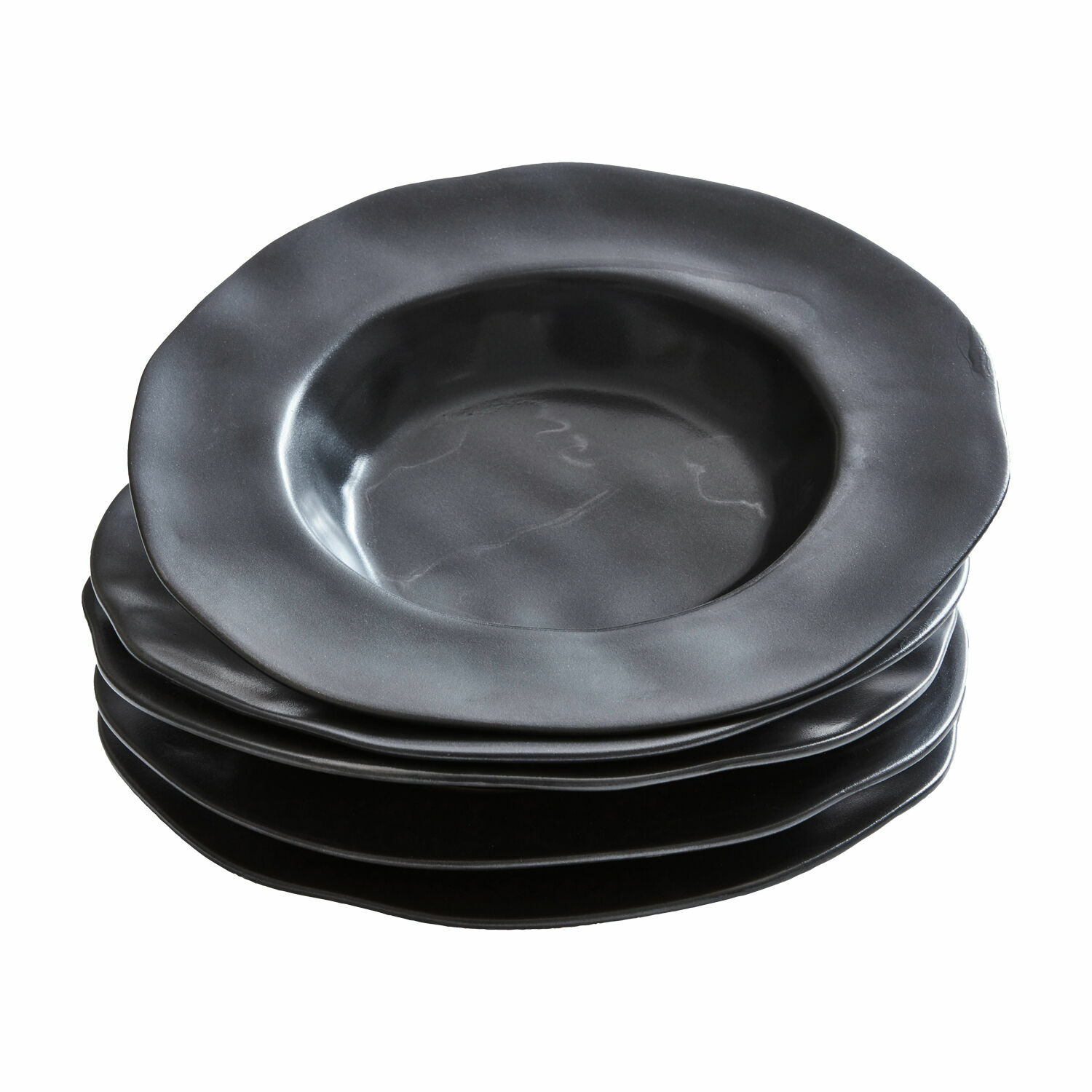 noir Ensemble de 6 assiettes à soupe noires Biarritz en céramique mate, design moderne pour la table