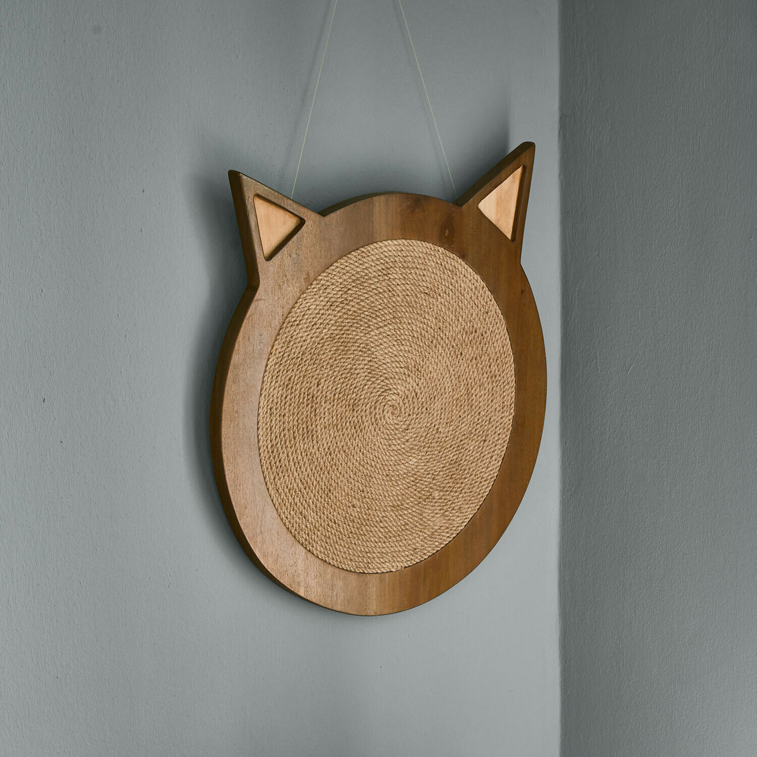 Tableau à griffer pour chat en bois et corde naturelle, décoration murale fonctionnelle pour animaux