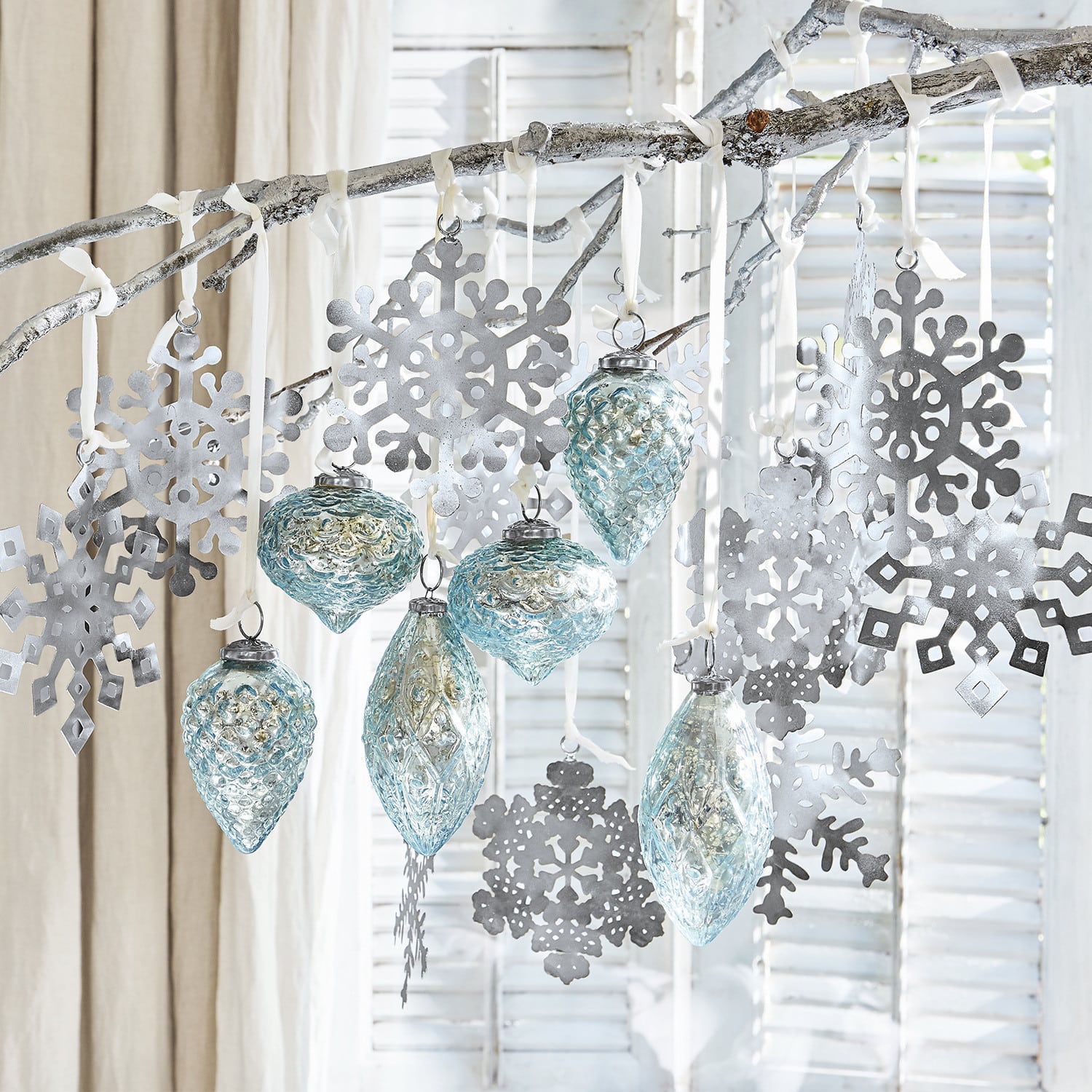 Lot de 12 décorations de Noël Flocon de neige