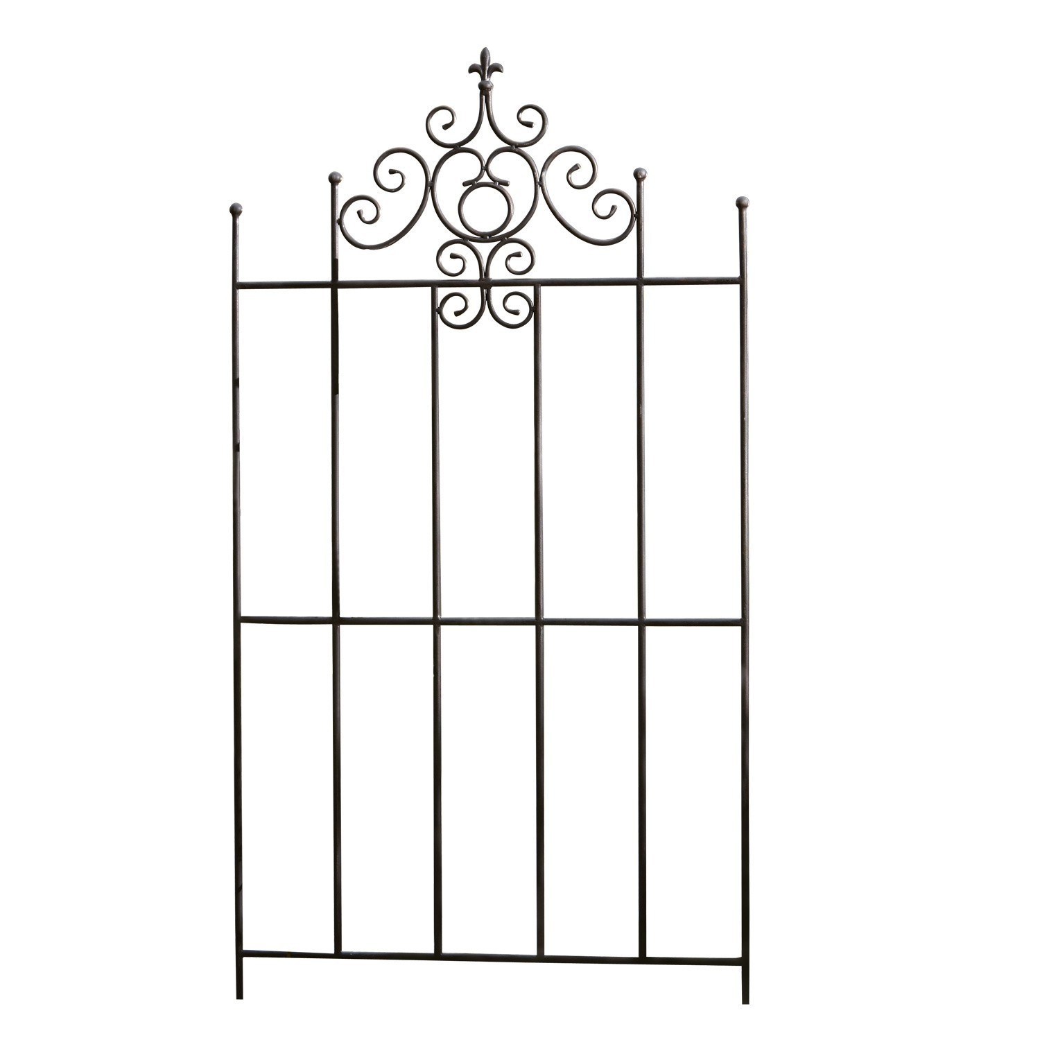 Treillage Sampigny Grille de jardin en métal noir avec ornements décoratifs, idéal pour décoration extérieure