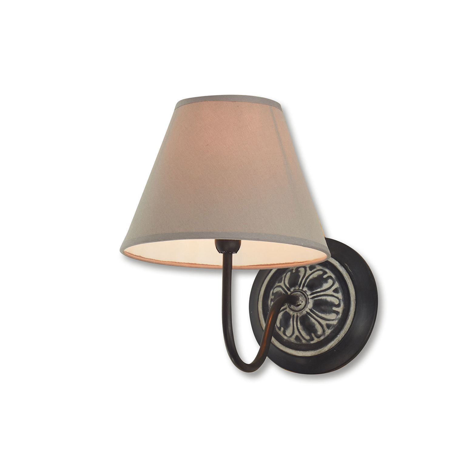 Applique Gradinas Applique murale en métal noir avec abat-jour beige, éclairage décoratif pour intérieur