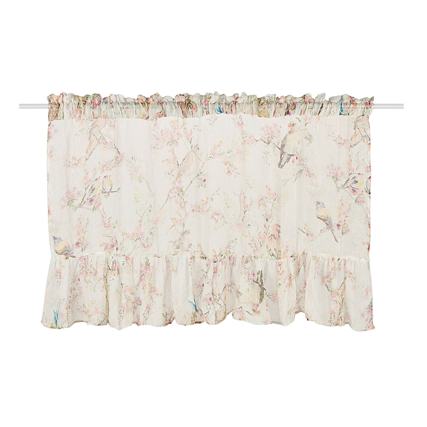 Brise-bise Eronal Rideau léger crème avec motif floral délicat et volant, tissu transparent pour décoration intérieure