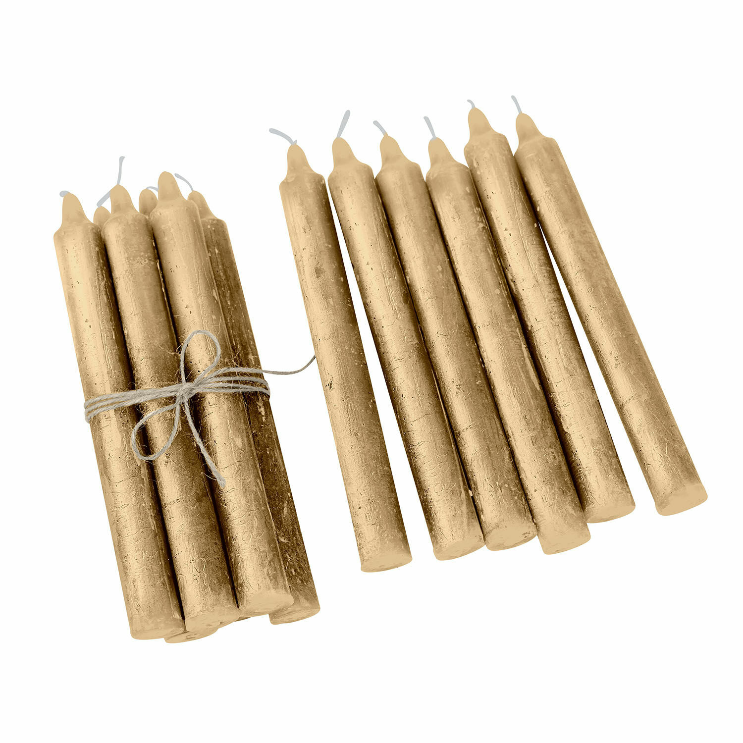 or Lot de 12 bougies Bauceau dorées en cire, décoration élégante pour la maison